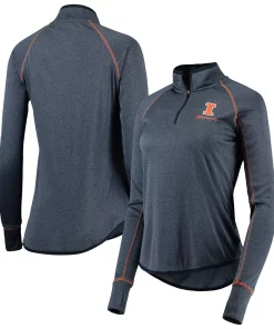Women's Colosseum Navy Illinois Fighting Illini Stingray Raglan Quarter-Zip Top