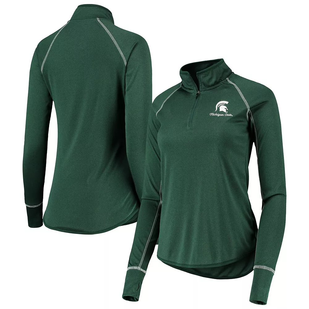 Women's Colosseum Green Michigan State Spartans Stingray Raglan Quarter-Zip Top