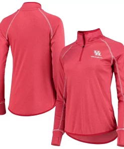 Women's Colosseum Red Houston Cougars Stingray Raglan Quarter-Zip Top