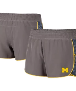 Women's Colosseum Gray/Navy Michigan Wolverines Pamela Lined Shorts