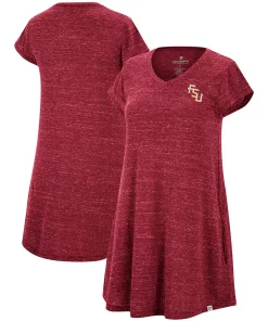 Women's Colosseum Heathered Garnet Florida State Seminoles Diary V-Neck T-Shirt Dress