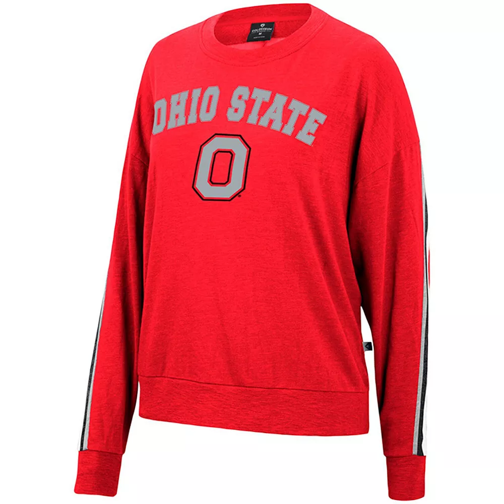 Women's Colosseum Heathered Scarlet Ohio State Buckeyes Team Oversized Pullover Sweatshirt - Image 3
