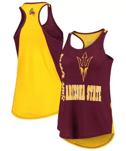Women's Colosseum Maroon/Gold Arizona State Sun Devils George Glass 2-Hit Scoop Neck Racerback Tank Top