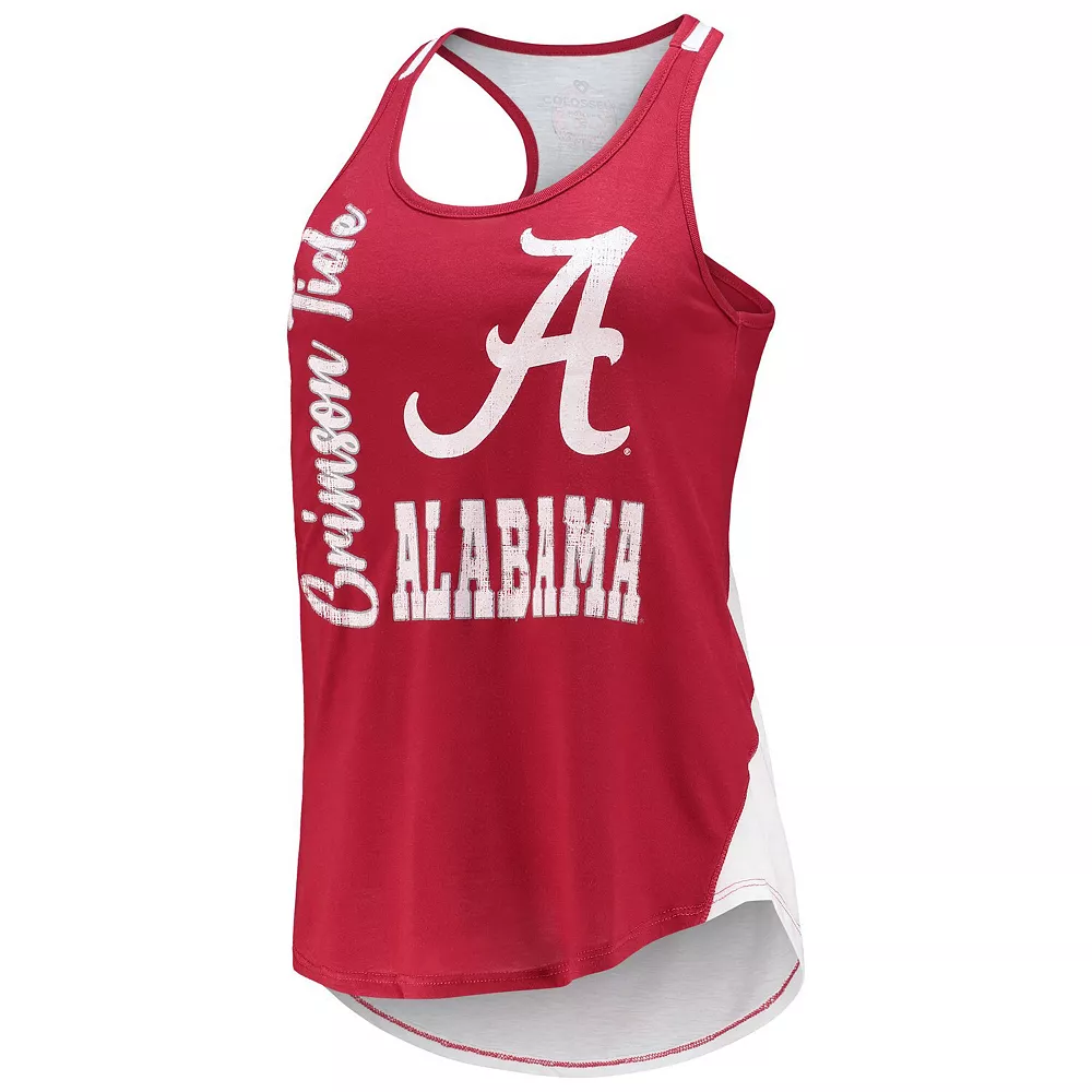 Women's Colosseum Crimson/White Alabama Crimson Tide George Glass 2-Hit Scoop Neck Racerback Tank Top - Image 3