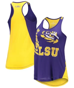 Women's Colosseum Purple/Gold LSU Tigers George Glass 2-Hit Scoop Neck Racerback Tank Top