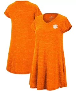 Women's Colosseum Heathered Orange Clemson Tigers Diary V-Neck T-Shirt Dress