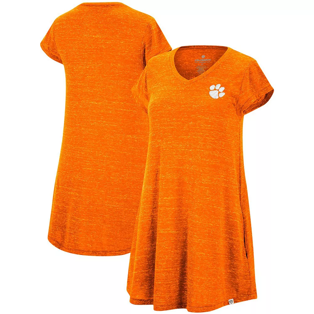 Women's Colosseum Heathered Orange Clemson Tigers Diary V-Neck T-Shirt Dress - Image 2