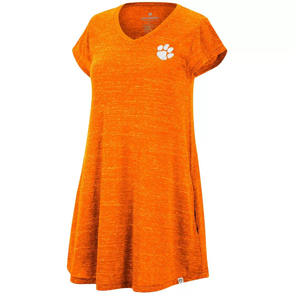 Women's Colosseum Heathered Orange Clemson Tigers Diary V-Neck T-Shirt Dress - Image 3