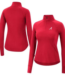 Women's Colosseum Crimson Alabama Crimson Tide Core Quinn Raglan Quarter-Zip Top