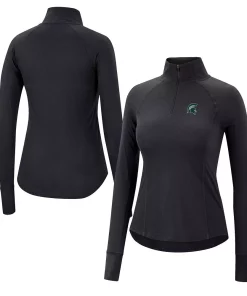 Women's Colosseum Black Michigan State Spartans Core Quinn Raglan Quarter-Zip Top