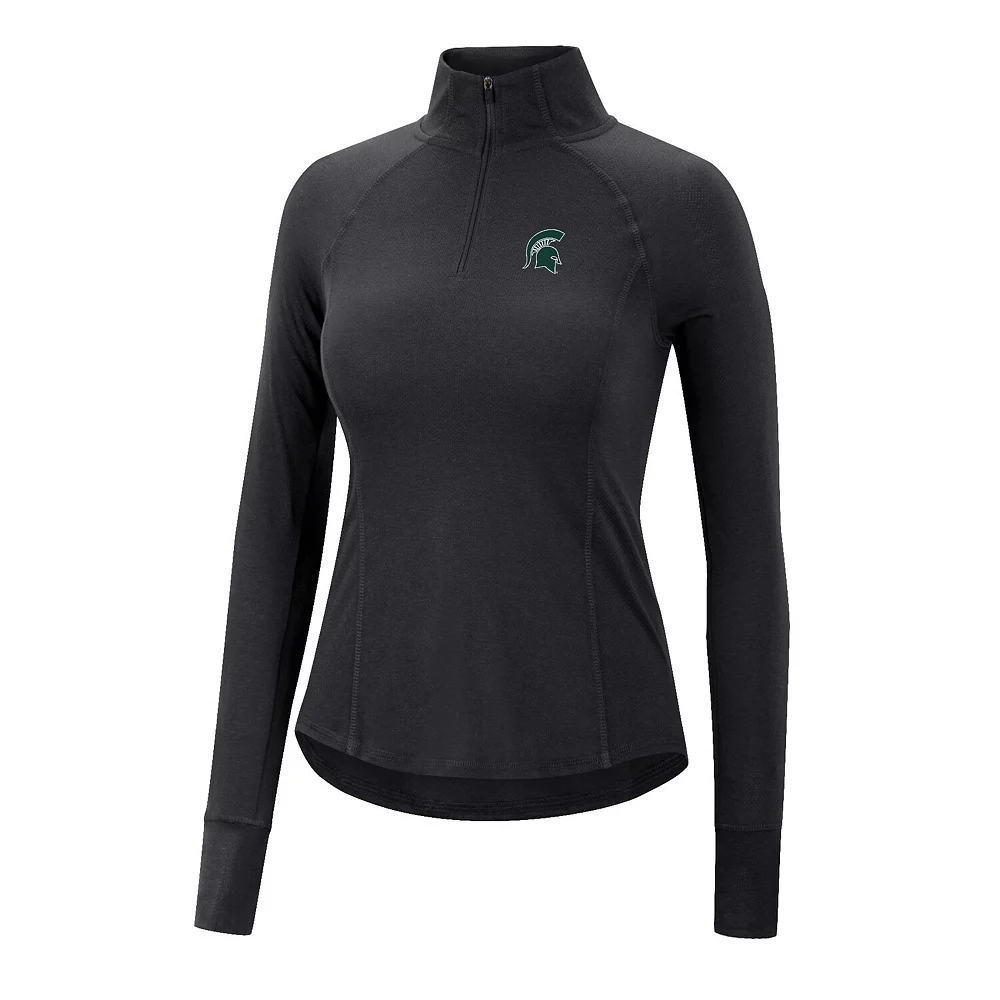 Women's Colosseum Black Michigan State Spartans Core Quinn Raglan Quarter-Zip Top - Image 3