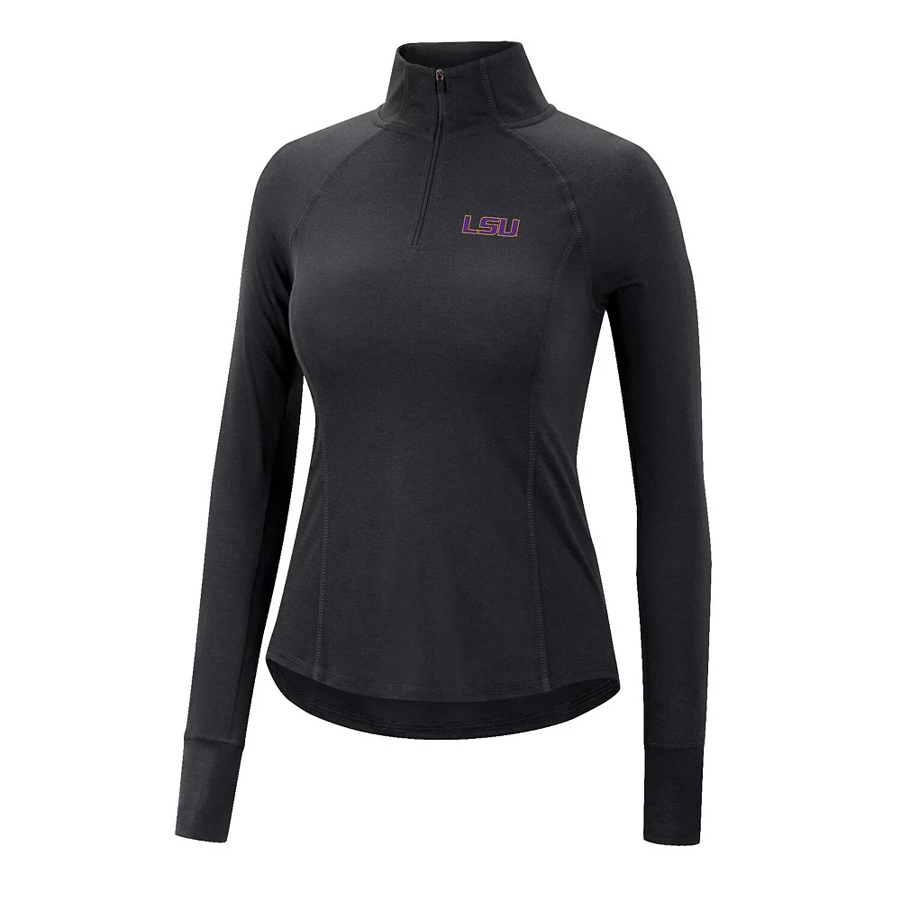 Women's Colosseum Black LSU Tigers Core Quinn Raglan Quarter-Zip Top - Image 3