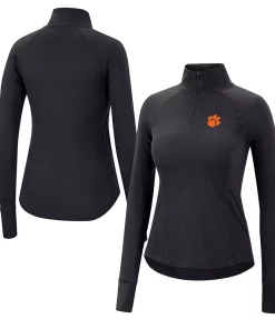 Women's Colosseum Black Clemson Tigers Core Quinn Raglan Quarter-Zip Top