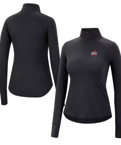 Women's Colosseum Black Ohio State Buckeyes Core Quinn Raglan Quarter-Zip Top
