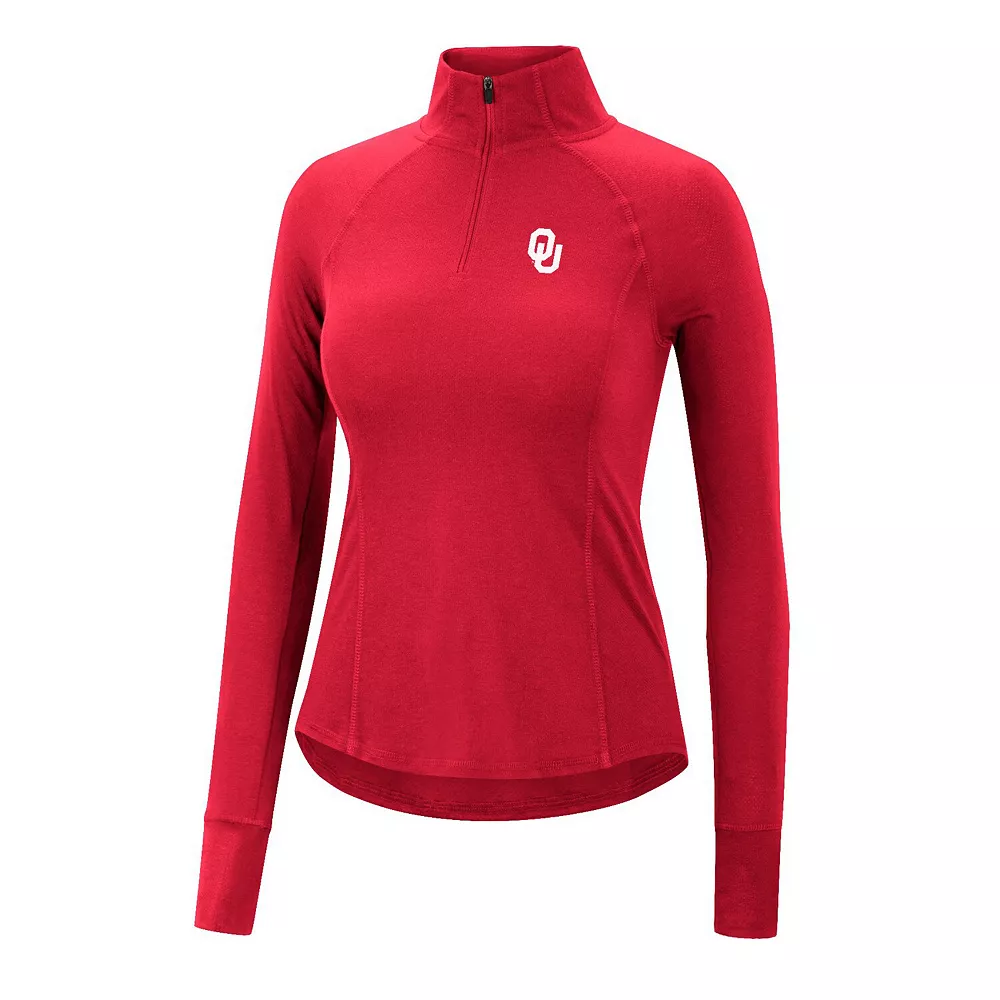 Women's Colosseum Crimson Oklahoma Sooners Core Quinn Raglan Quarter-Zip Top - Image 3