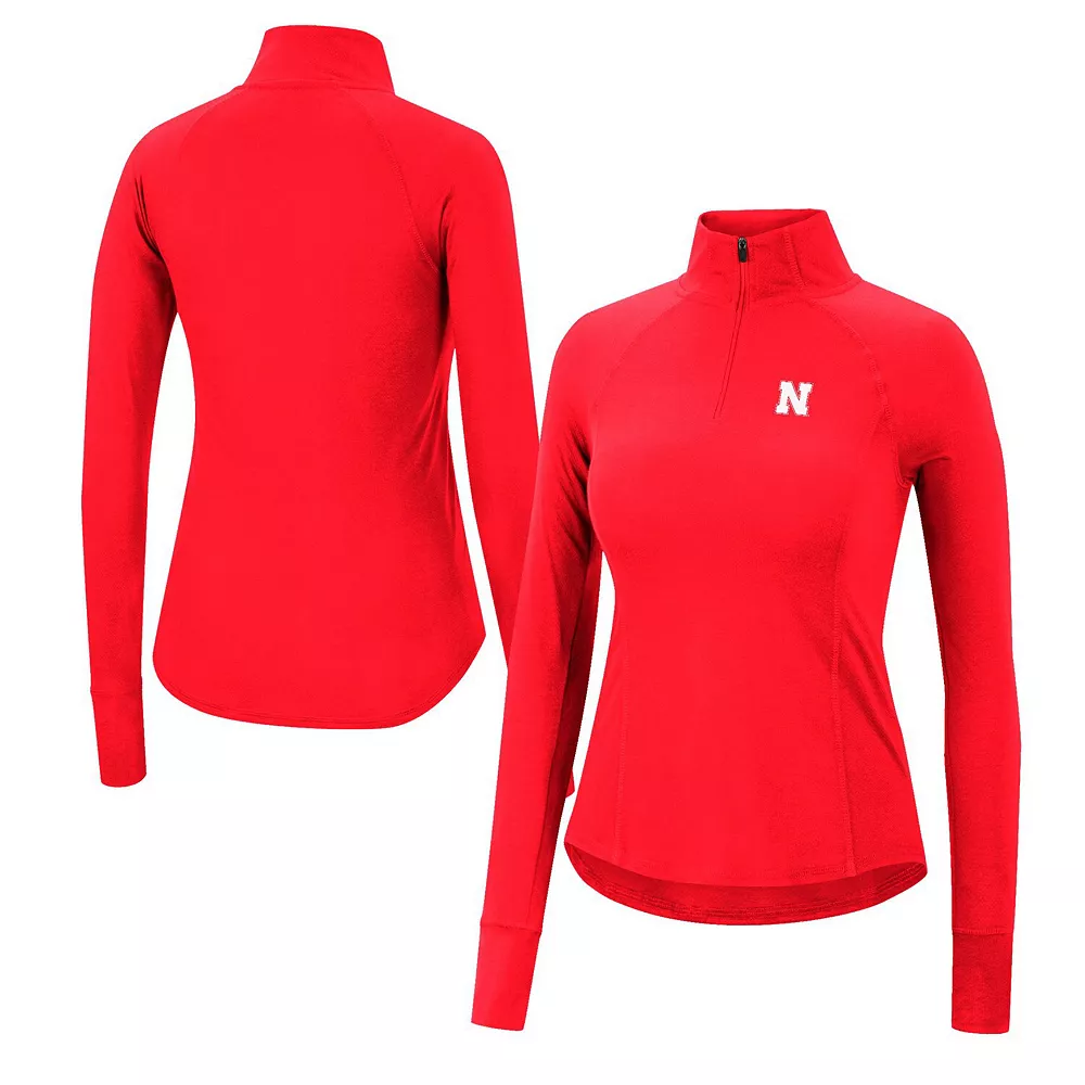 Women's Colosseum Scarlet Nebraska Huskers Core Quinn Raglan Quarter-Zip Top - Image 2