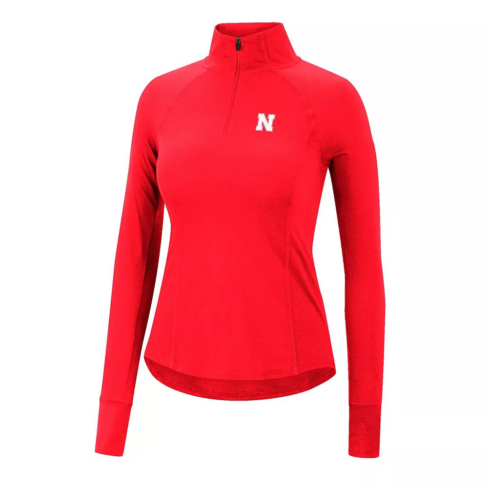 Women's Colosseum Scarlet Nebraska Huskers Core Quinn Raglan Quarter-Zip Top - Image 3