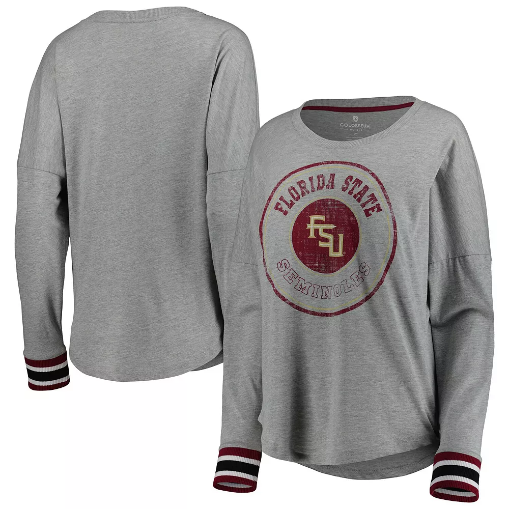 Women's Colosseum Heathered Gray Florida State Seminoles Andy Long Sleeve T-Shirt - Image 2