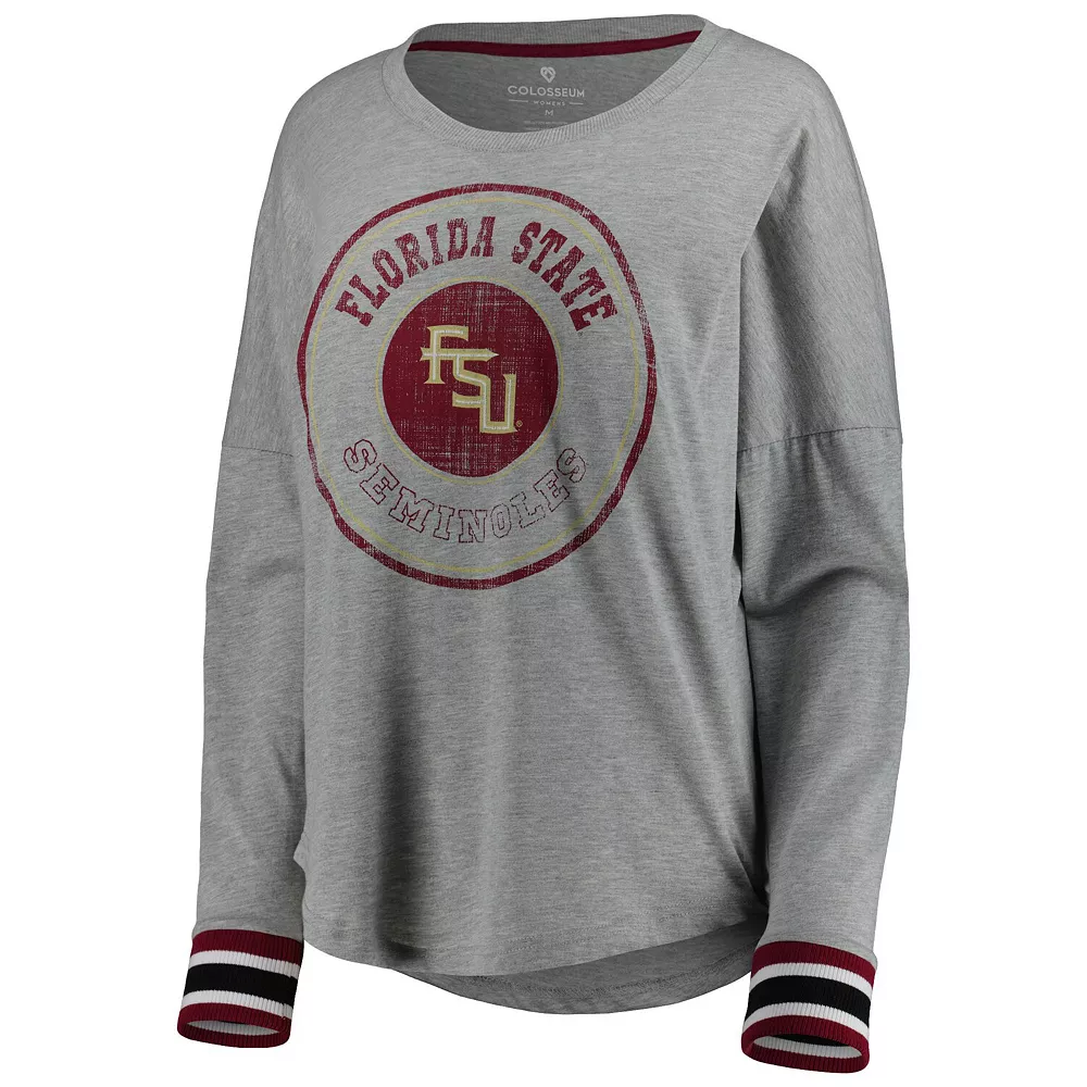 Women's Colosseum Heathered Gray Florida State Seminoles Andy Long Sleeve T-Shirt - Image 3