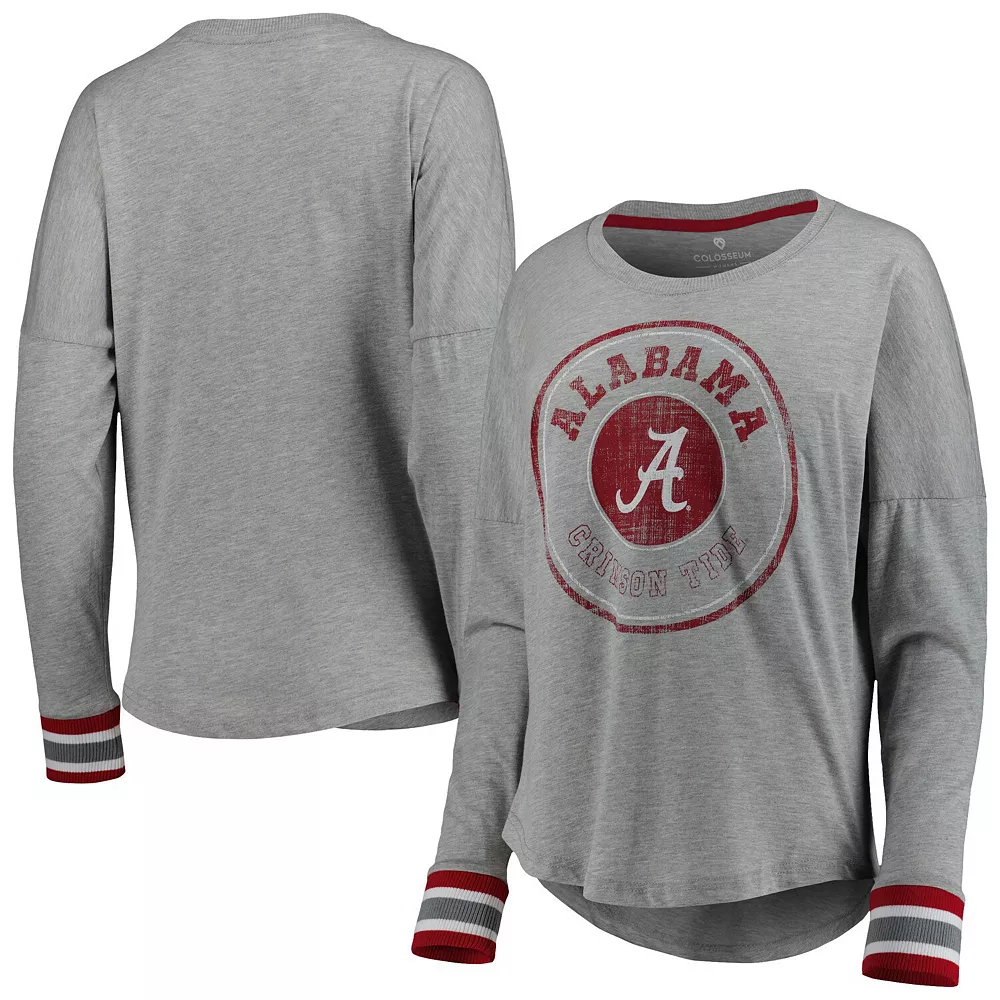 Women's Colosseum Heathered Gray Alabama Crimson Tide Andy Long Sleeve T-Shirt - Image 2