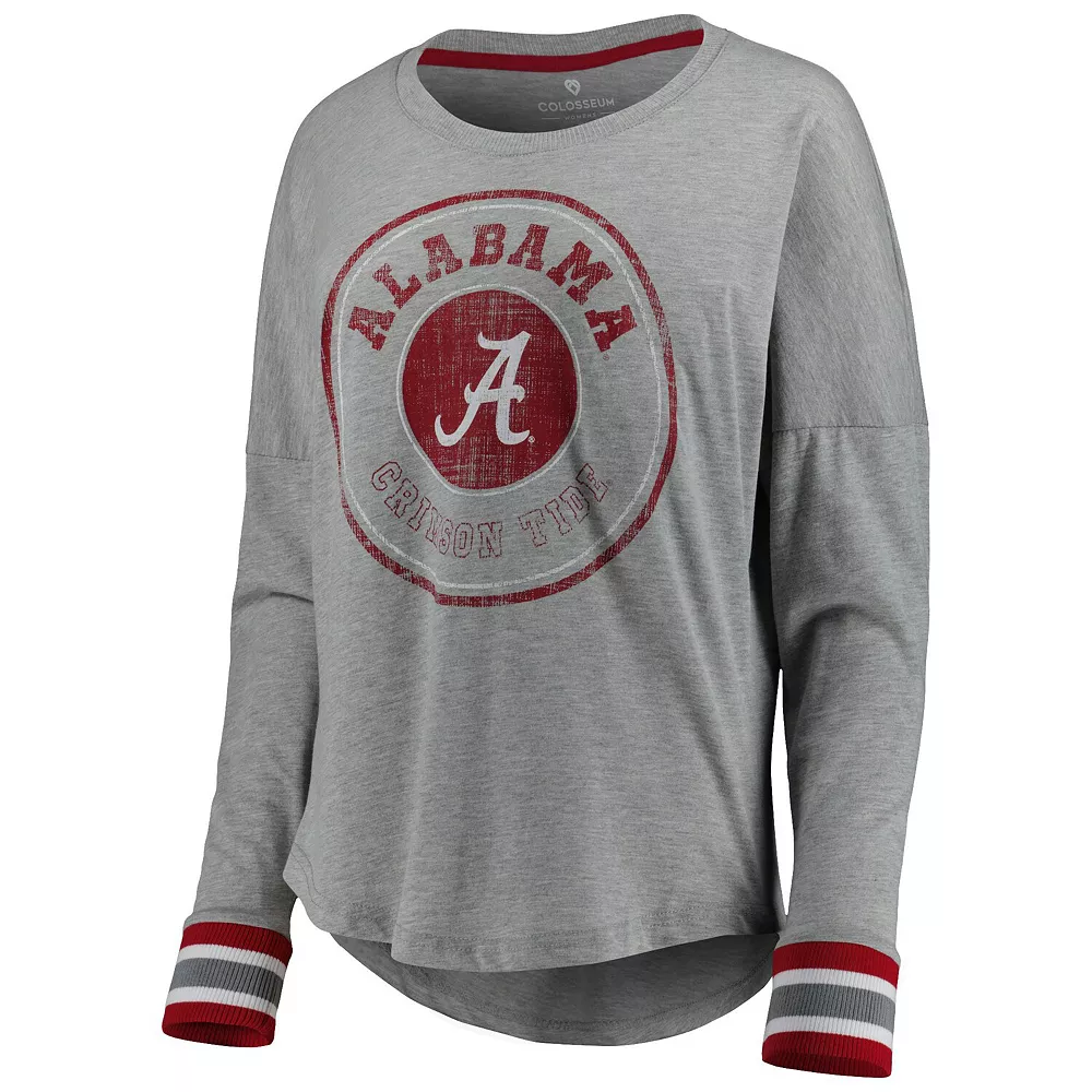 Women's Colosseum Heathered Gray Alabama Crimson Tide Andy Long Sleeve T-Shirt - Image 3