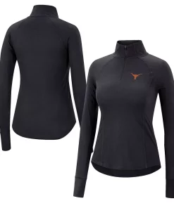 Women's Colosseum Black Texas Longhorns Core Quinn Raglan Quarter-Zip Top
