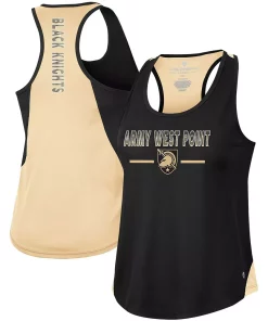 Women's Colosseum Black Army Black Knights Sachs 2-Hit Scoop Neck Racerback Tank Top