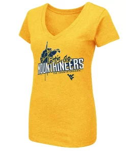 Women's Colosseum Gold West Virginia Mountaineers 2022 V-Neck Fan T-Shirt