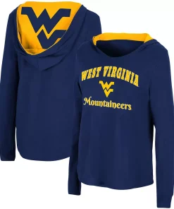 Women's Colosseum Navy West Virginia Mountaineers Catalina Hoodie Long Sleeve T-Shirt