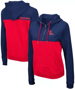 Women's Colosseum Navy/Red Ole Miss Rebels Aidan Half-Zip Hoodie