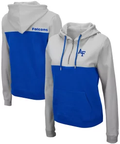 Women's Colosseum Gray/Royal Air Force Falcons Aidan Half-Zip Hoodie