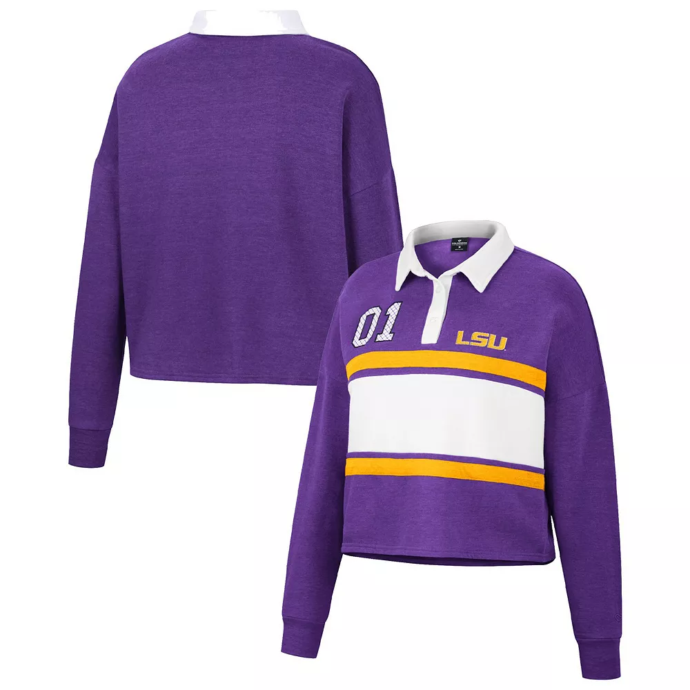 Women's Colosseum Purple LSU Tigers I Love My Job Rugby Long Sleeve Shirt - Image 2