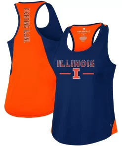 Women's Colosseum Navy Illinois Fighting Illini Sachs 2-Hit Scoop Neck Racerback Tank Top