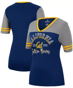 Women's Colosseum Navy/Heathered Gray Cal Bears There You Are V-Neck T-Shirt