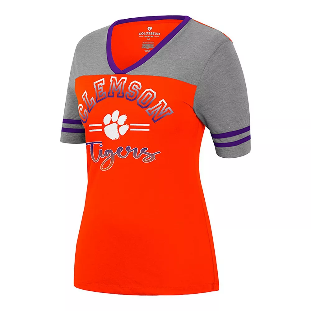 Women's Colosseum Orange/Heathered Gray Clemson Tigers There You Are V-Neck T-Shirt - Image 3