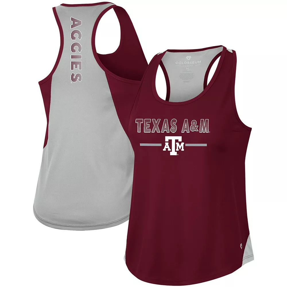 Women's Colosseum Maroon Texas A&M Aggies Sachs 2-Hit Scoop Neck Racerback Tank Top - Image 2
