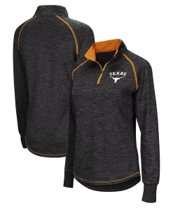 Women's Colosseum Black Texas Longhorns Bikram Raglan Quarter-Zip Jacket
