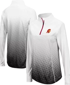 Women's Colosseum White/Black USC Trojans Magic Ombre Raglan Quarter-Zip Top
