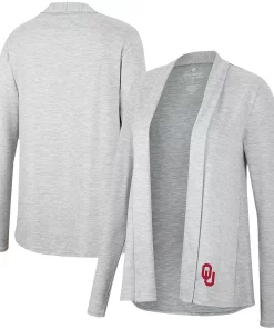Women's Colosseum Heathered Gray Oklahoma Sooners Charlton Open Cardigan