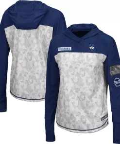 Women's Colosseum Arctic Camo/Navy UConn Huskies OHT Military Appreciation Long Sleeve Hoodie T-Shirt