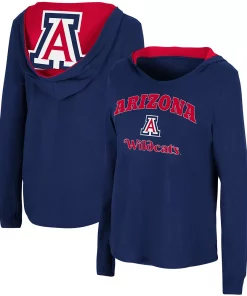 Women's Colosseum Navy Arizona Wildcats Catalina Hoodie Long Sleeve T-Shirt