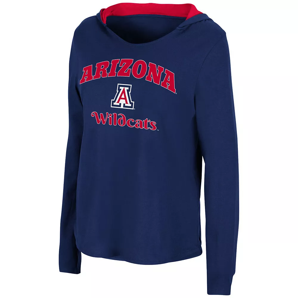 Women's Colosseum Navy Arizona Wildcats Catalina Hoodie Long Sleeve T-Shirt - Image 3