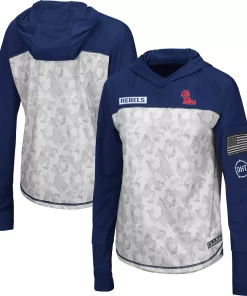 Women's Colosseum Arctic Camo/Navy Ole Miss Rebels OHT Military Appreciation Long Sleeve Hoodie T-Shirt