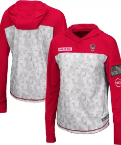 Women's Colosseum Arctic Camo/Red NC State Wolfpack OHT Military Appreciation Long Sleeve Hoodie T-Shirt