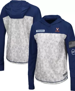 Women's Colosseum Arctic Camo/Navy Virginia Cavaliers OHT Military Appreciation Long Sleeve Hoodie T-Shirt