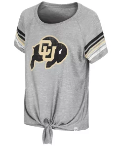 Women's Colosseum Heathered Gray Colorado Buffaloes Boo You Raglan Knotted T-Shirt