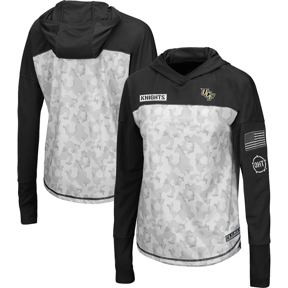 Women's Colosseum Arctic Camo/Black UCF Knights OHT Military Appreciation Long Sleeve Hoodie T-Shirt - Image 2