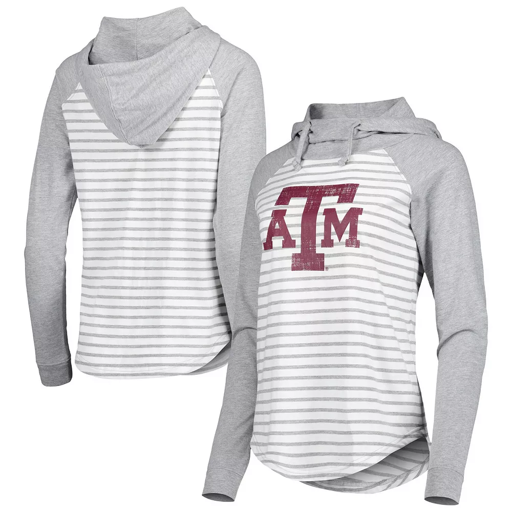 Women's Colosseum Heathered Gray/White Texas A&M Aggies Gloria Raglan Long Sleeve Hoodie T-Shirt - Image 2
