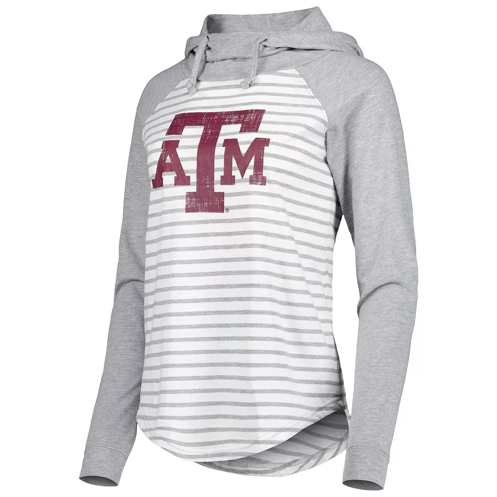 Women's Colosseum Heathered Gray/White Texas A&M Aggies Gloria Raglan Long Sleeve Hoodie T-Shirt - Image 3