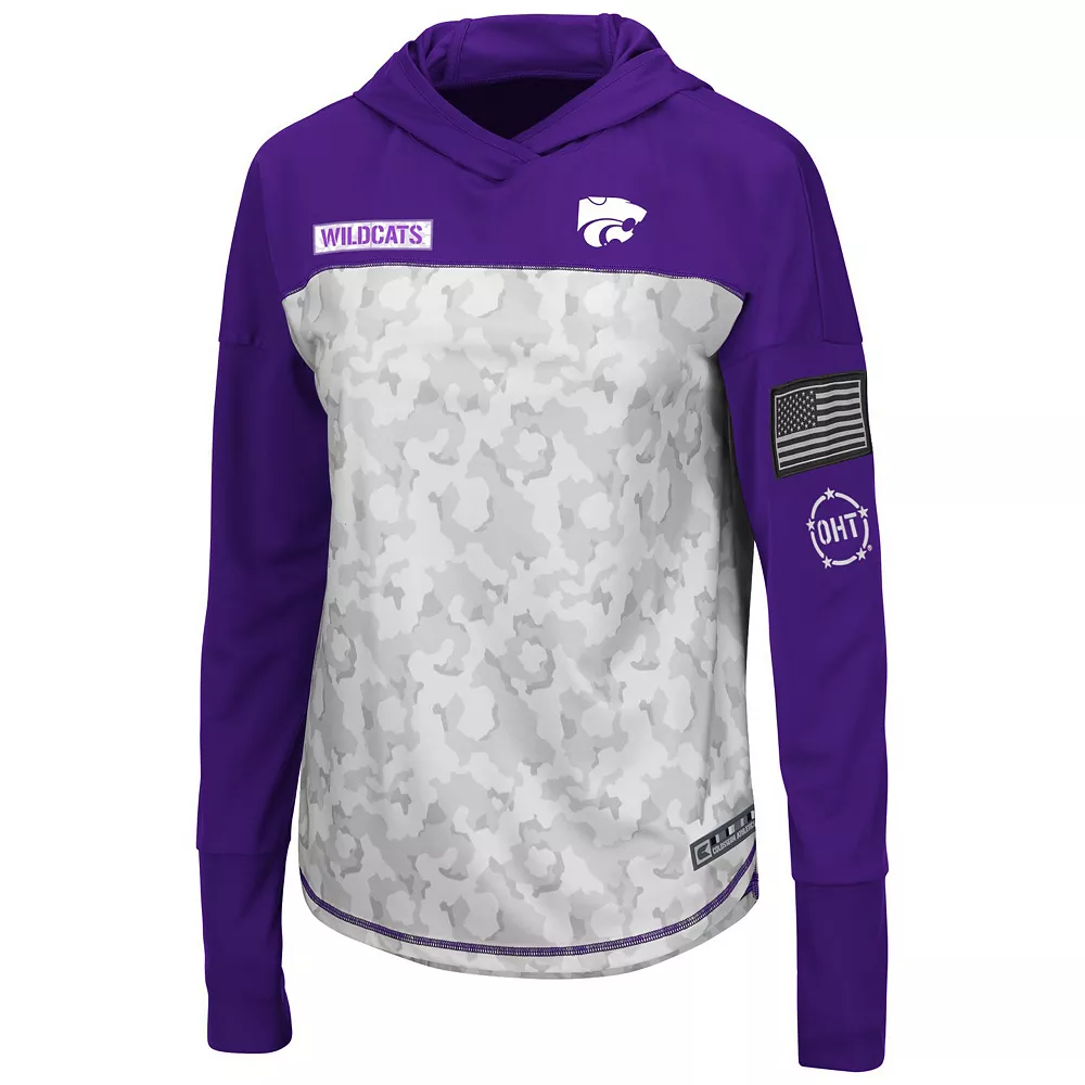 Women's Colosseum Arctic Camo/Purple Kansas State Wildcats OHT Military Appreciation Long Sleeve Hoodie T-Shirt - Image 3